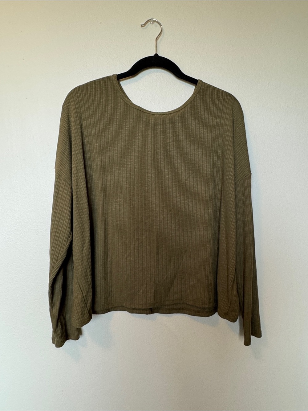 Old Navy Luxe Green Ribbed Crew Neck Top